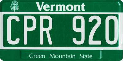 VT license plate CPR920