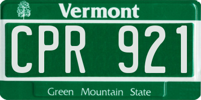 VT license plate CPR921