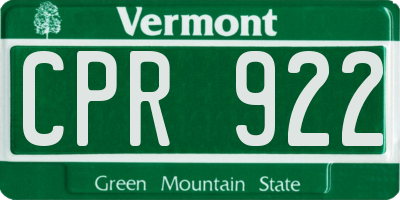VT license plate CPR922