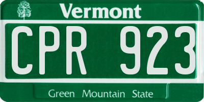 VT license plate CPR923