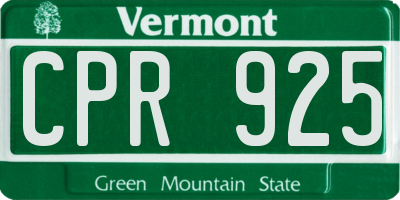 VT license plate CPR925