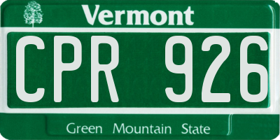 VT license plate CPR926