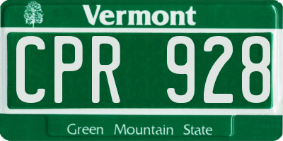 VT license plate CPR928