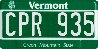 VT license plate CPR935