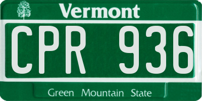 VT license plate CPR936