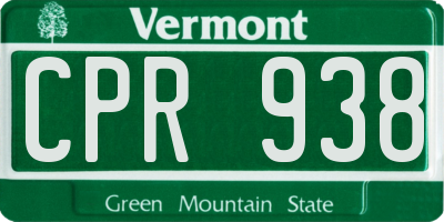 VT license plate CPR938