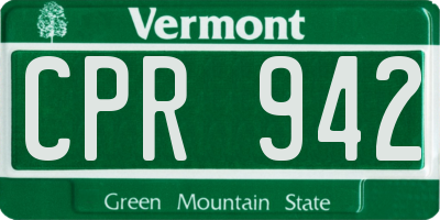 VT license plate CPR942