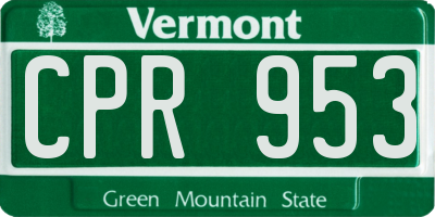 VT license plate CPR953