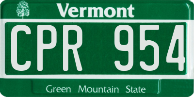VT license plate CPR954
