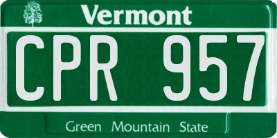 VT license plate CPR957