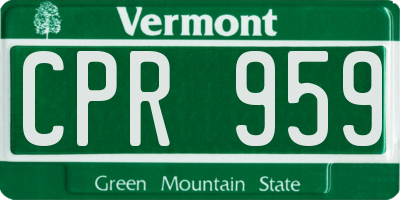 VT license plate CPR959