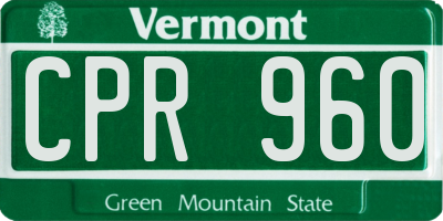 VT license plate CPR960