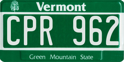 VT license plate CPR962