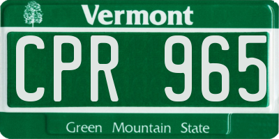 VT license plate CPR965