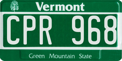 VT license plate CPR968