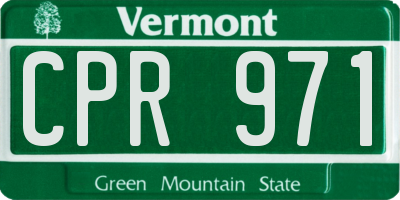 VT license plate CPR971