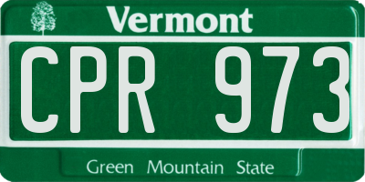 VT license plate CPR973