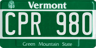 VT license plate CPR980