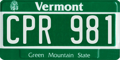 VT license plate CPR981