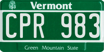 VT license plate CPR983