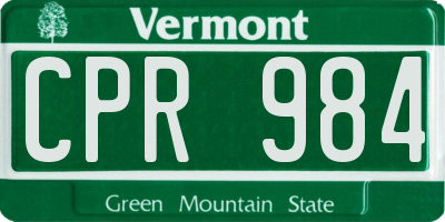 VT license plate CPR984