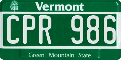 VT license plate CPR986