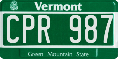 VT license plate CPR987