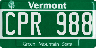 VT license plate CPR988
