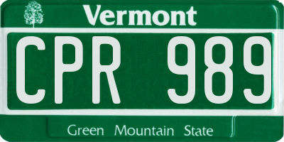 VT license plate CPR989