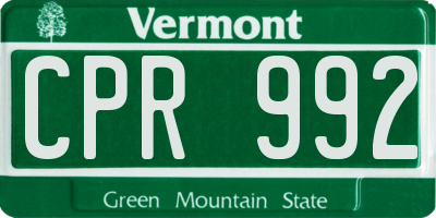 VT license plate CPR992