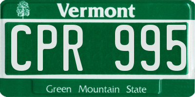 VT license plate CPR995