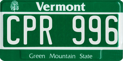 VT license plate CPR996