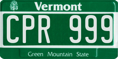 VT license plate CPR999