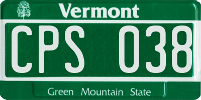 VT license plate CPS038
