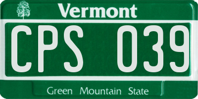 VT license plate CPS039