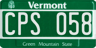VT license plate CPS058