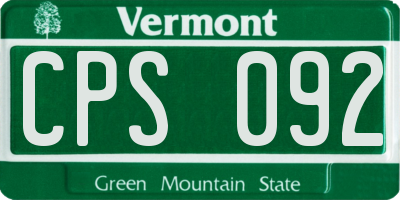 VT license plate CPS092