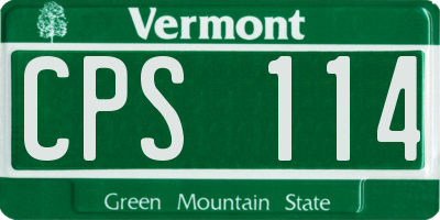 VT license plate CPS114