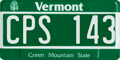 VT license plate CPS143