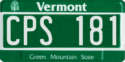 VT license plate CPS181
