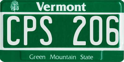 VT license plate CPS206