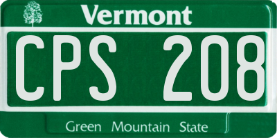 VT license plate CPS208
