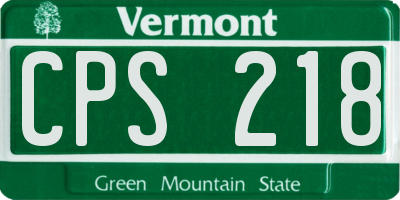 VT license plate CPS218