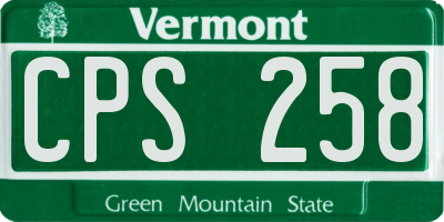 VT license plate CPS258