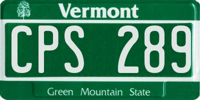VT license plate CPS289