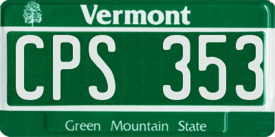VT license plate CPS353