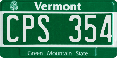 VT license plate CPS354
