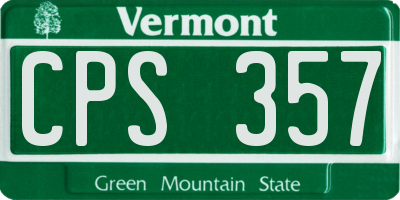 VT license plate CPS357