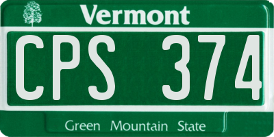 VT license plate CPS374