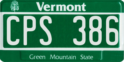 VT license plate CPS386